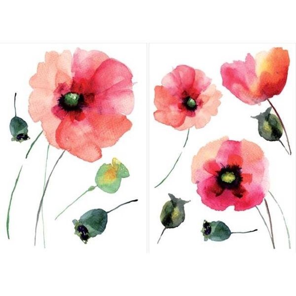Brewster Home Fashions Brewster Home Fashions CR-81003 Watercolor Poppies Wall Decals - 78.8 in. CR-81003